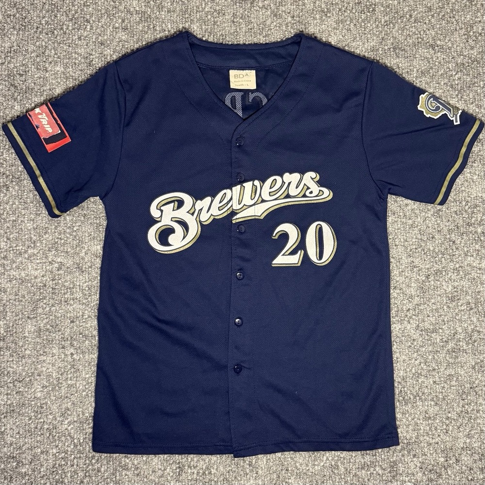 Milwaukee Brewers Baseball Jersey Jonathan Lucroy #20‎ MLB Navy Youth Size Large